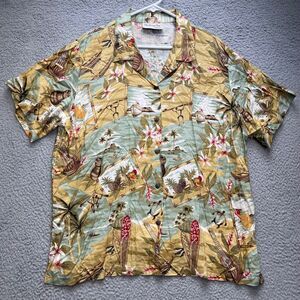 Bishop St Hawaiian Shirt Mens XL Collard Button Up Floral Aloha Short Sleeve